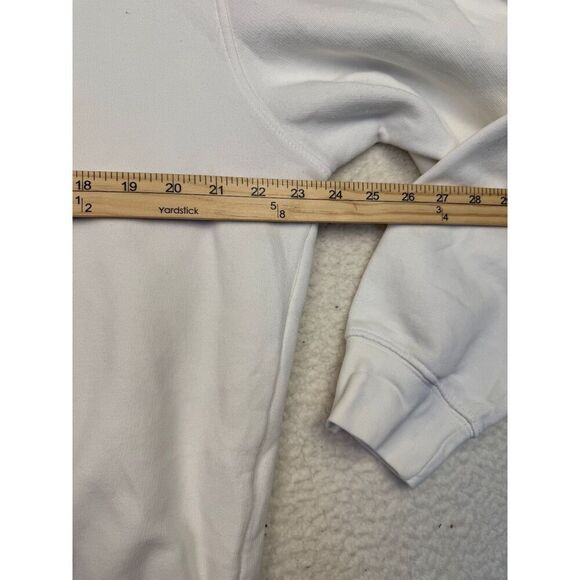 Vintage Y2K Nike Sweatshirt Cream Embroidered Gold Swoosh Crewneck Silver Tag M - Picture 6 of 7